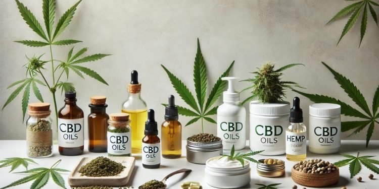CBD-Öl und Hanfprodukte 16 Ein Foto, das die Verwendung von CBD- und Hanfprodukten zur Gesundheitsförderung zeigt. Verschiedene CBD-Öle, Cremes und Kapseln sind neben Hanfblättern und Hanfsamen in einer sauberen, minimalistischen Umgebung mit einem einfachen, neutralen Hintergrund dargestellt. Das Bild hebt den natürlichen Ursprung und die Vielfalt der Produkte hervor. Es ist kein Text im Bild enthalten.