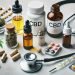 CBD und Sucht 2024 19 Ein Foto, das die Anwendung und Dosierung von CBD bei der Suchtbehandlung darstellt. Es zeigt verschiedene Formen von CBD wie Öle, Kapseln und Edibles, die ordentlich angeordnet sind. Ein Mess-Tropfer zur Dosierungsanzeige und ein Stethoskop zur Betonung der medizinischen Beratung sind ebenfalls zu sehen. Das Setting ist sauber und minimalistisch, mit einem neutralen Hintergrund, um den Fokus auf die Gegenstände zu lenken.