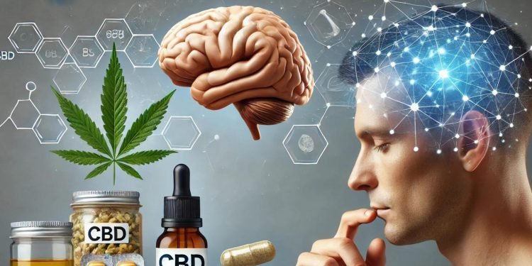 5 Wege, wie CBD heute für einen klaren Kopf sorgt 16 Ein Foto, das die Vorteile von CBD für geistige Klarheit und Fokussierung darstellt. Zu sehen sind CBD-Öl, Kapseln und Edibles, die ordentlich angeordnet sind. Eine entspannte Person in einer ruhigen Umgebung suggeriert Stressabbau und verbesserte Fokussierung. Visuelle Symbole wie ein Gehirn-Icon oder Neuronen repräsentieren kognitive Vorteile. Das Setting ist sauber und minimalistisch, mit einem neutralen Hintergrund, um den Fokus auf das Thema zu lenken. Kein Text ist im Bild.